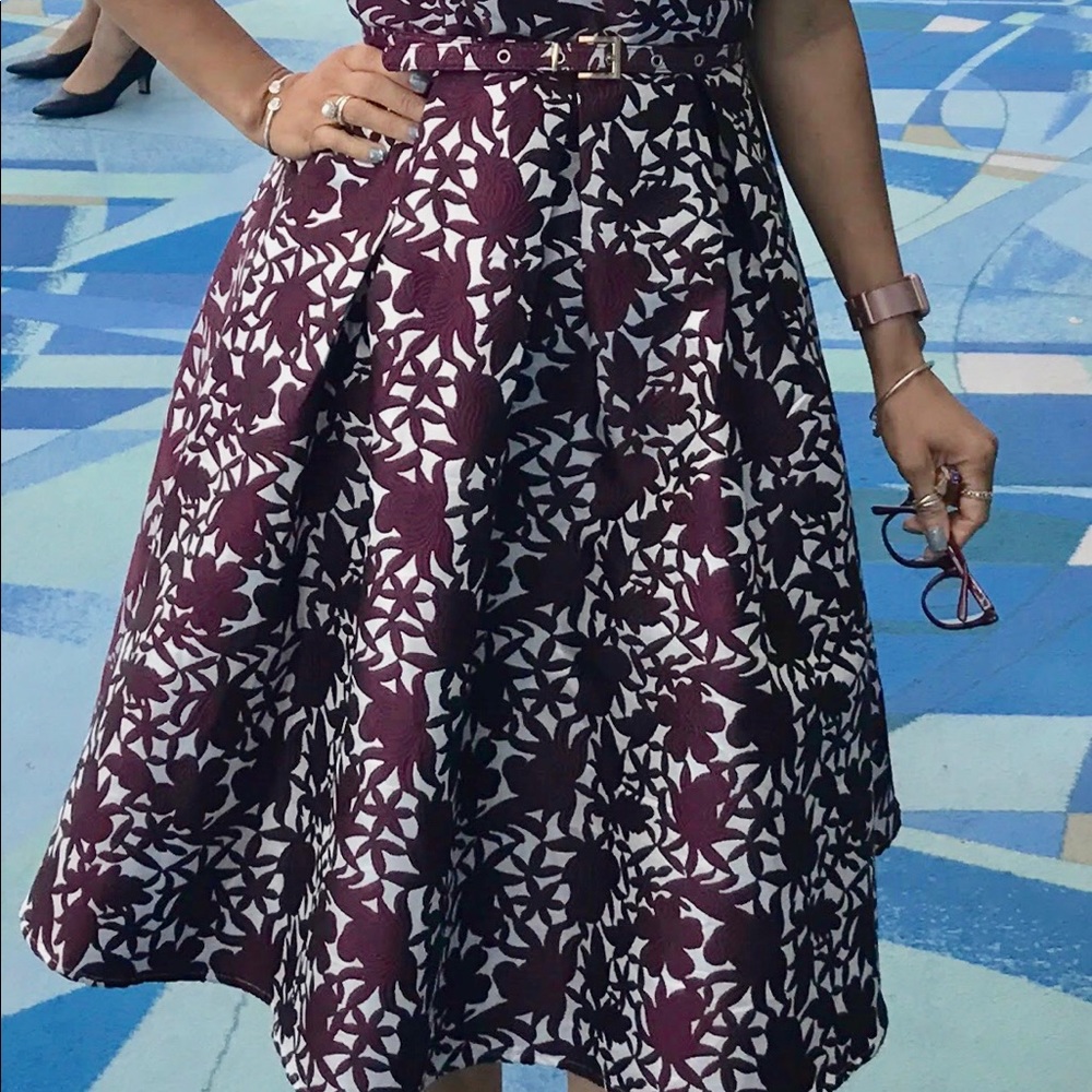 special occasion dress, white, silver, burgundy